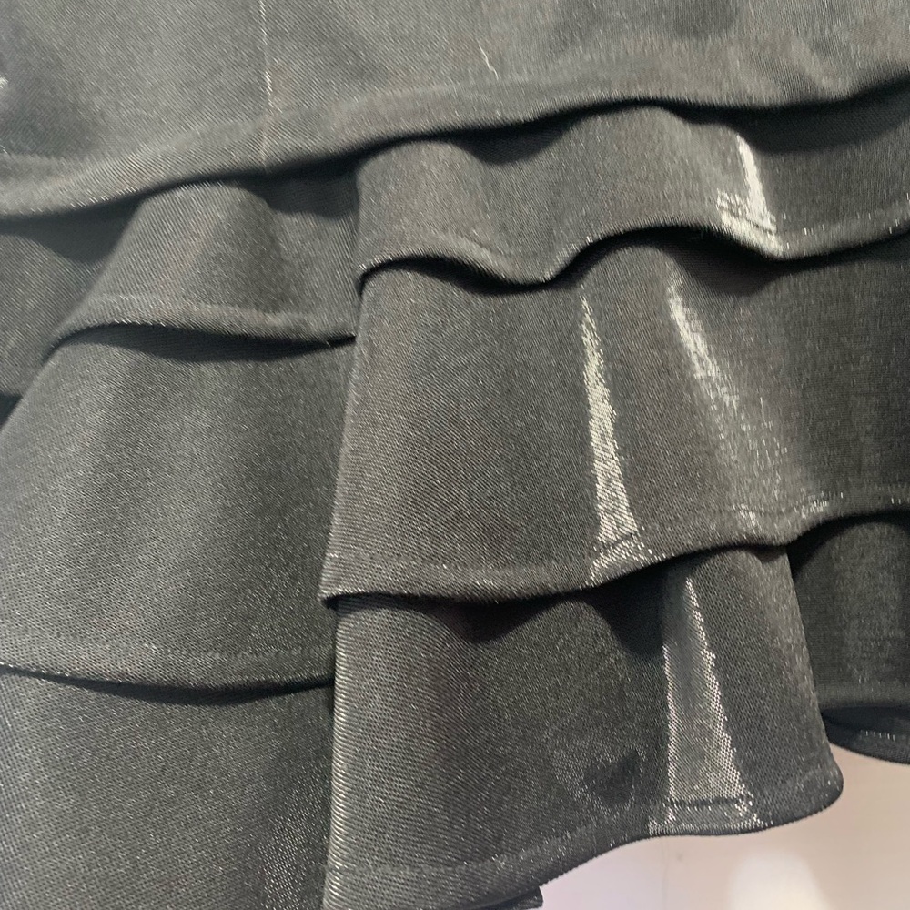 Gracia Shiny Black Ruffle Peplum Jacket - Picture 5 of 6